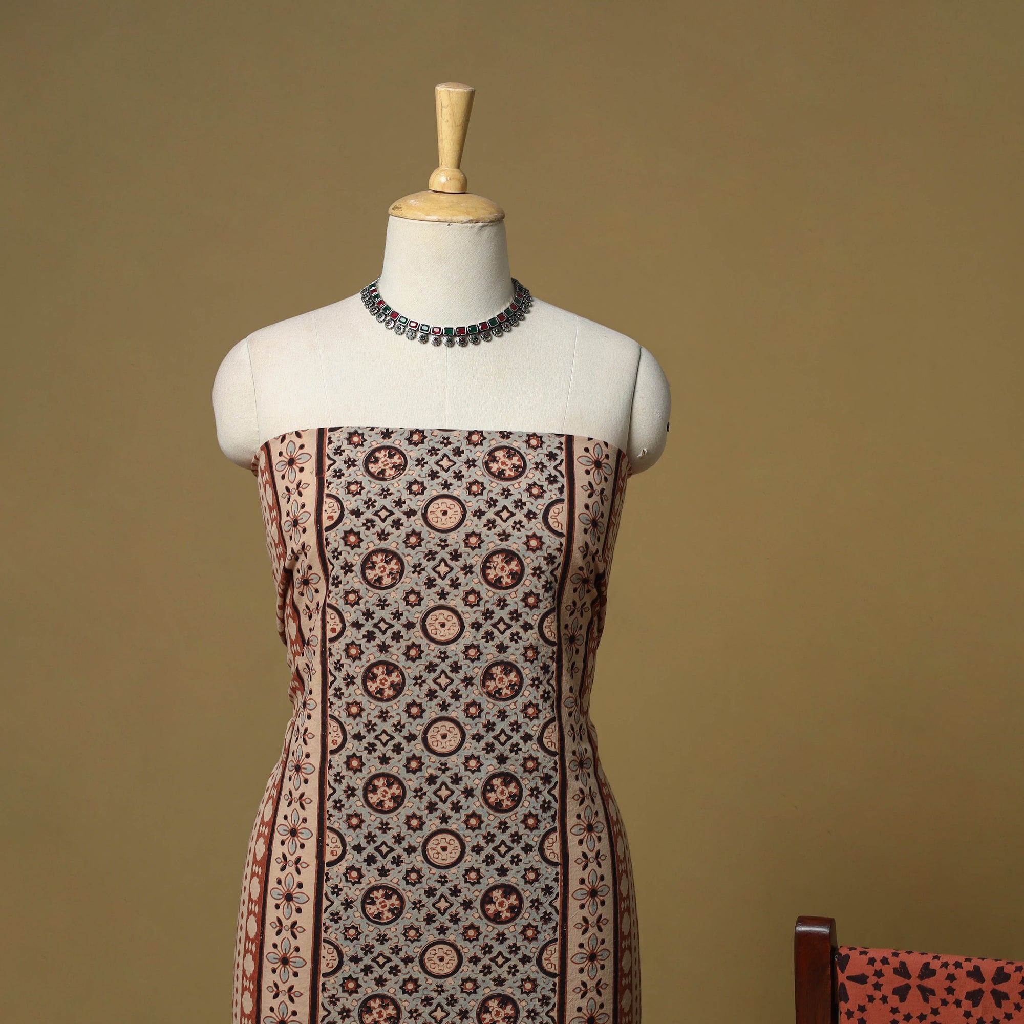 Kutch hand natural dyed 3pc unstitched dress material 09