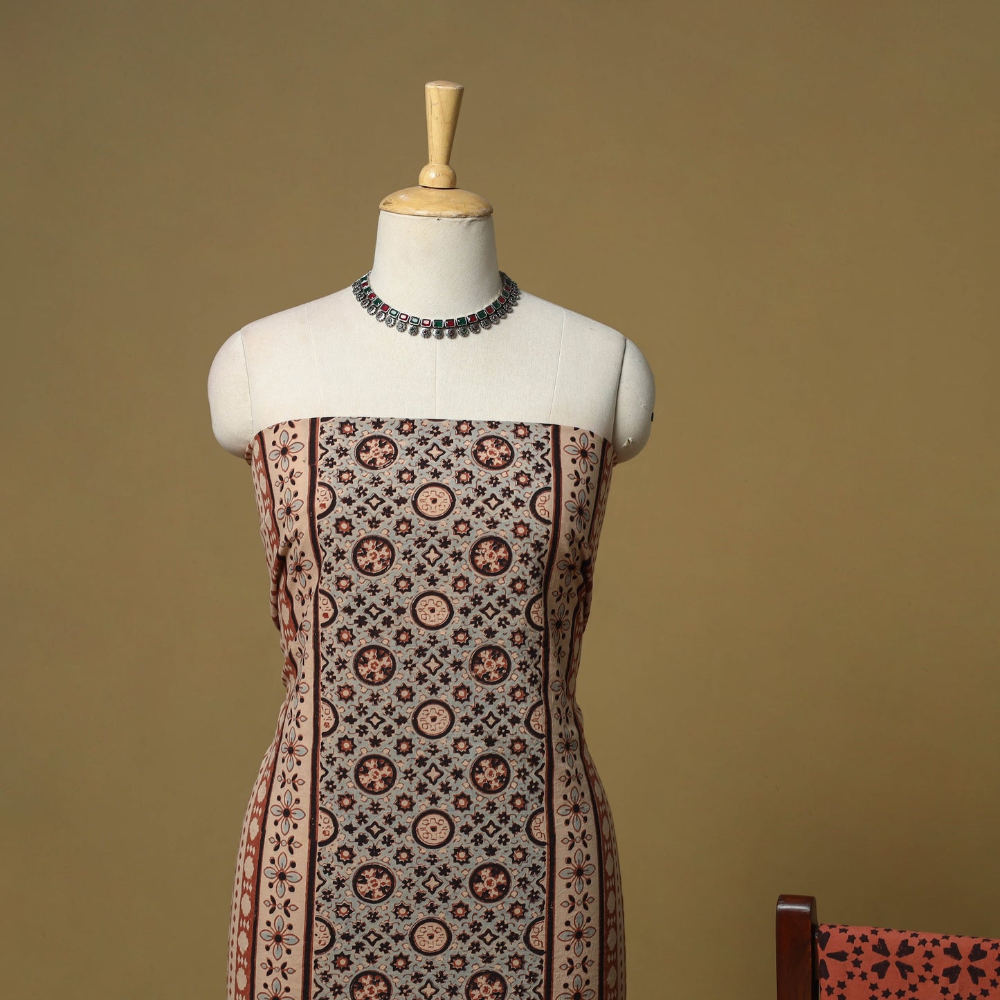 Kutch hand natural dyed 3pc unstitched dress material 09