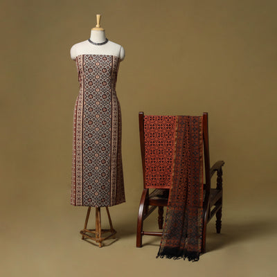 Kutch hand natural dyed 3pc unstitched dress material 09