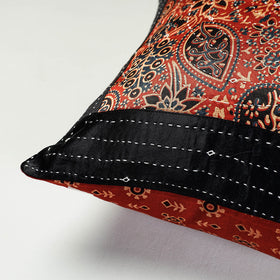  Kutch Embroidered Ajrakh Mashru Silk Cushion Cover (16 x 16 in) 