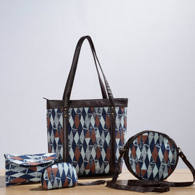  Kutch Handcrafted Cotton Running Sticth Shoulder Bag (Set of 4) 