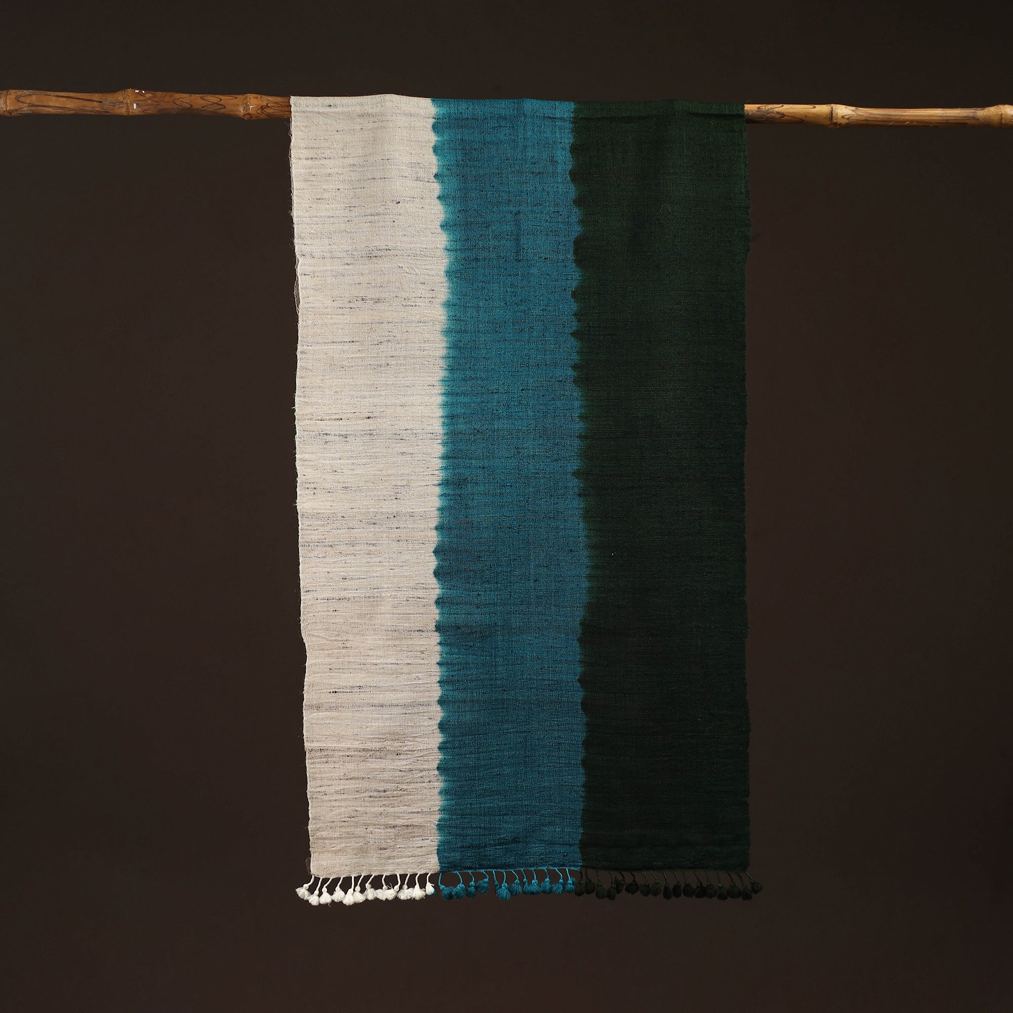 Kutch handwoven three shaded merino wool x katia silk stole