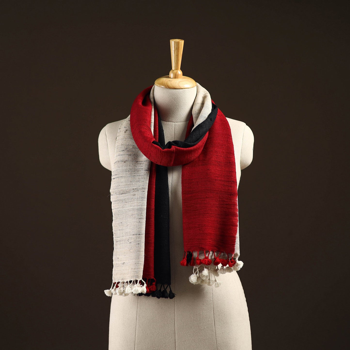 Kutch handwoven three shaded merino wool x katia silk stole