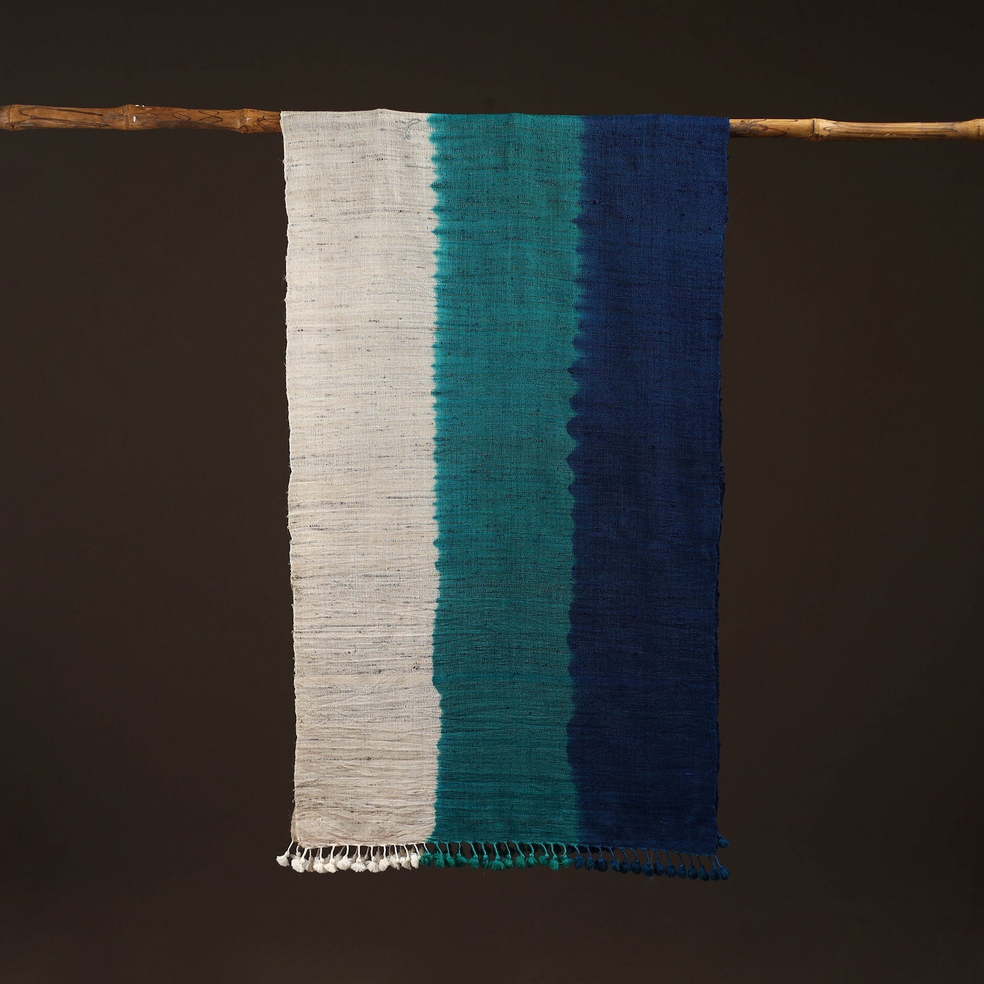Kutch handwoven three shaded merino wool x katia silk stole