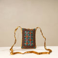 Multicolor Kutch Neran Embroidery Mashru Silk Mobile Sling Bag 