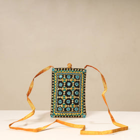 Multicolor Kutch Neran Embroidery Mashru Silk Mobile Sling Bag 