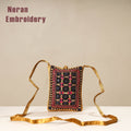 Multicolor Kutch Neran Embroidery Mashru Silk Mobile Sling Bag 