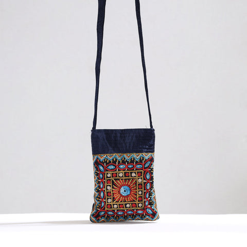 Multicolor Kutch Pakko Hand Embroidery Mashru Silk Sling Bag