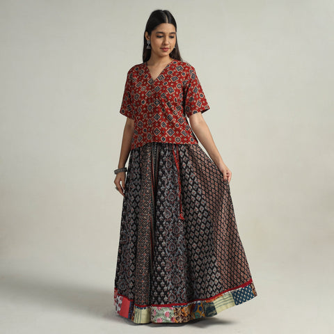 Buy Kutch Block Printed 24 Kali Cotton Long Skirt 06 Online at iTokri.com