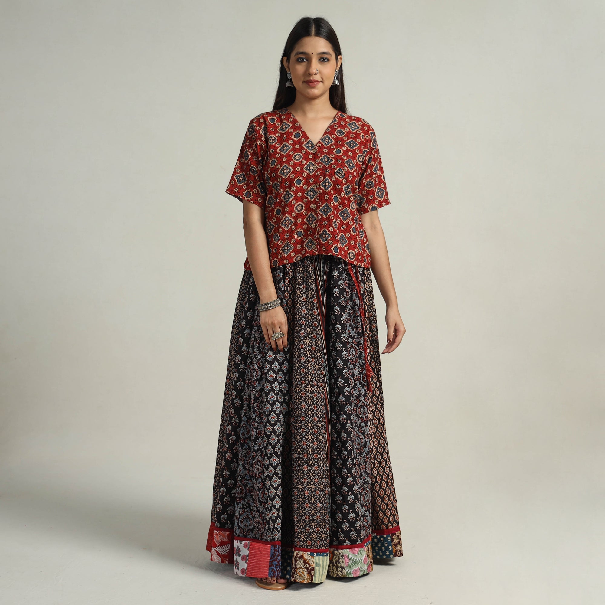 Buy Kutch Block Printed 24 Kali Cotton Long Skirt 06 Online at iTokri.com
