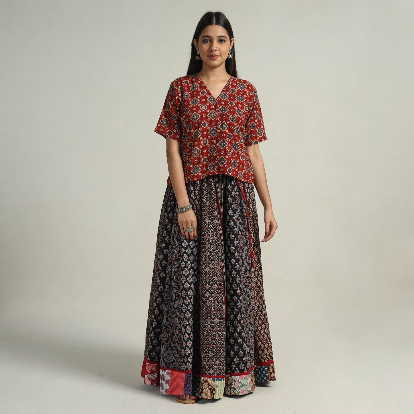 Buy Kutch Block Printed 24 Kali Cotton Long Skirt 06 Online at iTokri.com