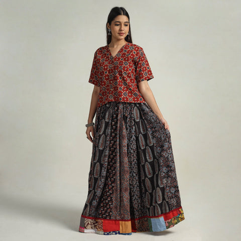 Multicolor - kutch printed 24 kali cotton long skirt 09