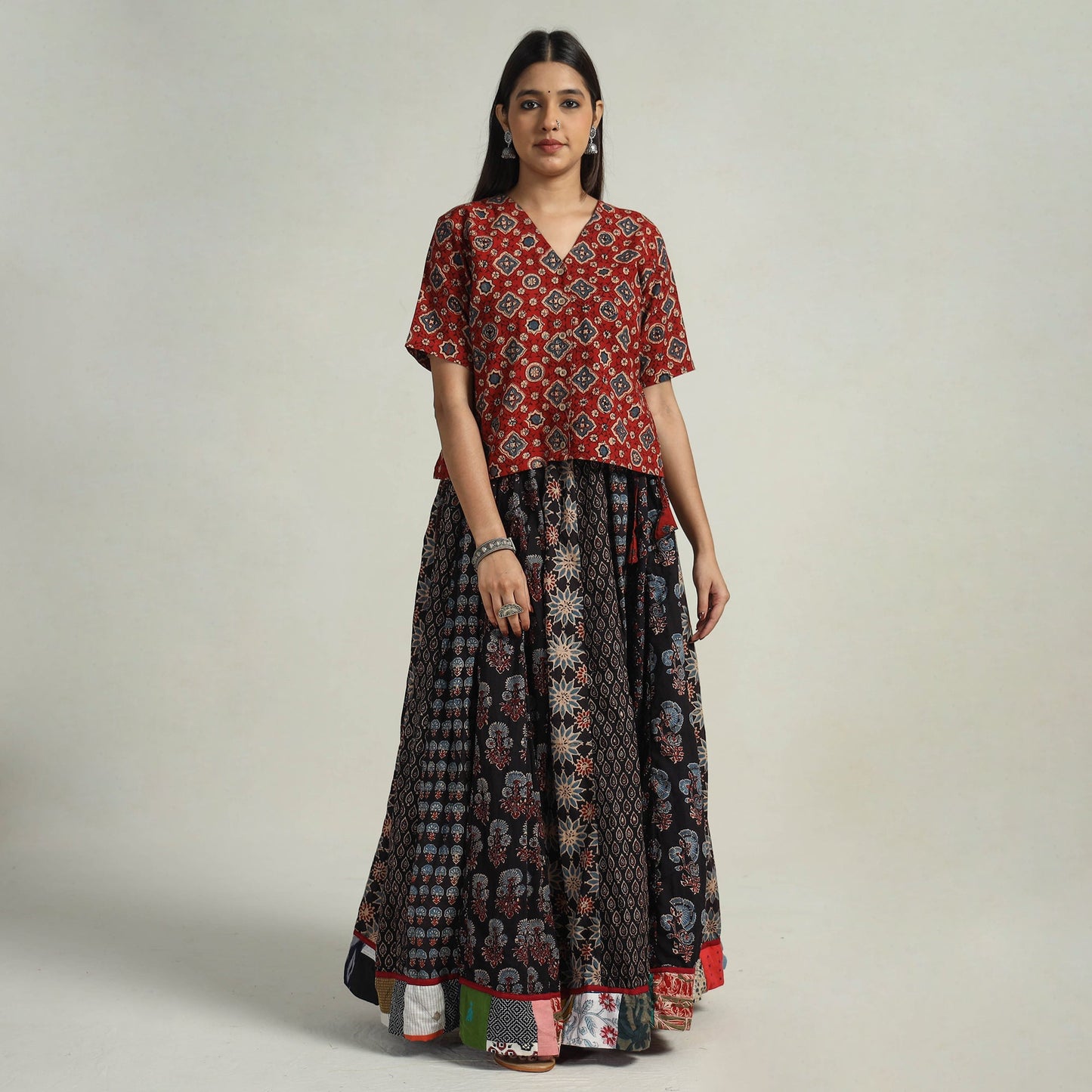 Multicolor - kutch printed 24 kali cotton long skirt 11