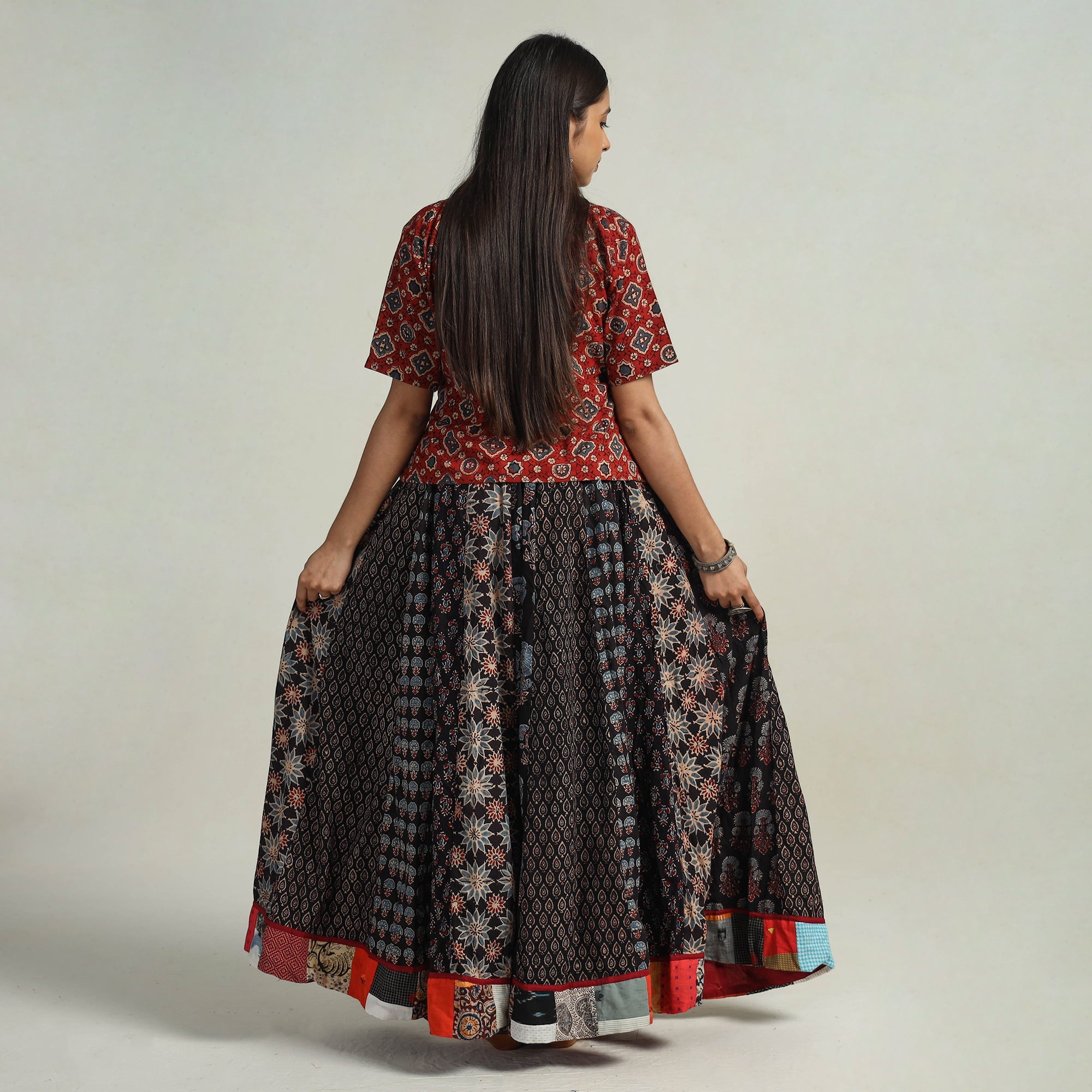 Multicolor - kutch printed 24 kali cotton long skirt 11
