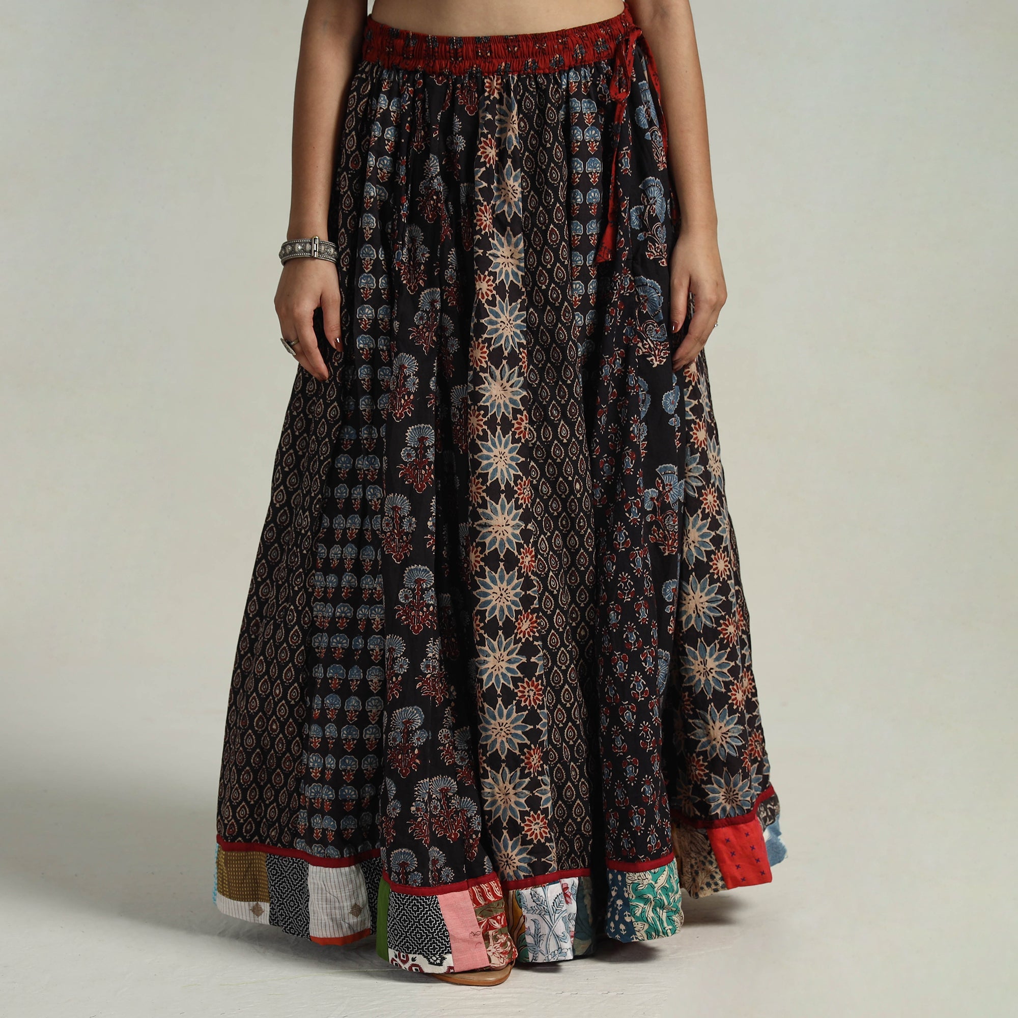 Multicolor - kutch printed 24 kali cotton long skirt 11
