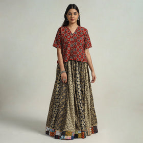 Multicolor - kutch printed 24 kali cotton long skirt 12