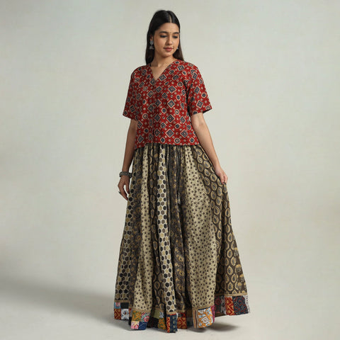 Multicolor - kutch printed 24 kali cotton long skirt 12