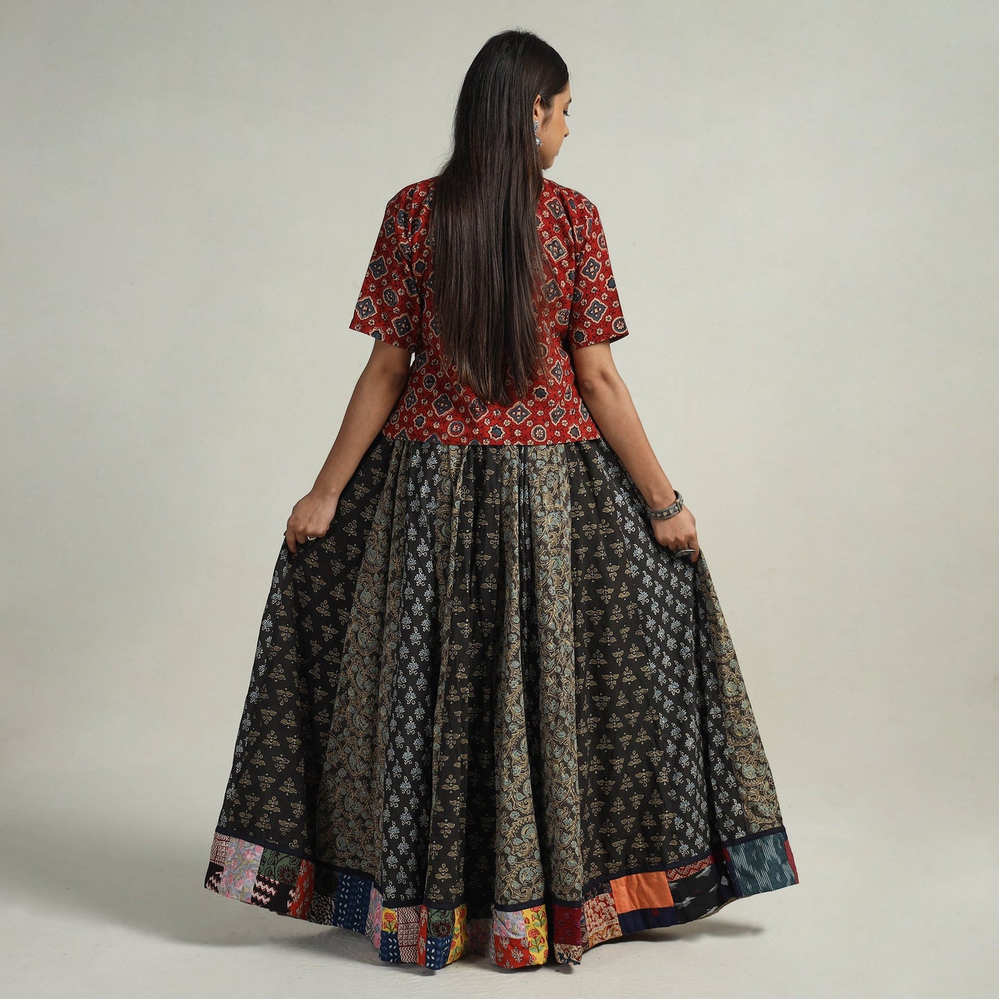 Multicolor - kutch printed 24 kali cotton long skirt 15