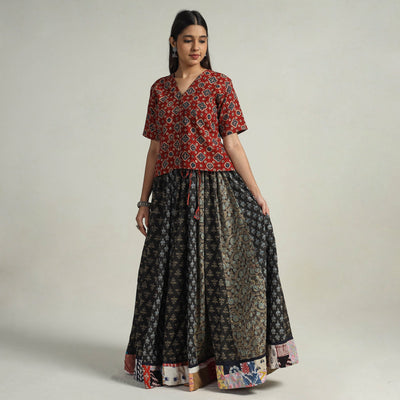 Multicolor - kutch printed 24 kali cotton long skirt 15