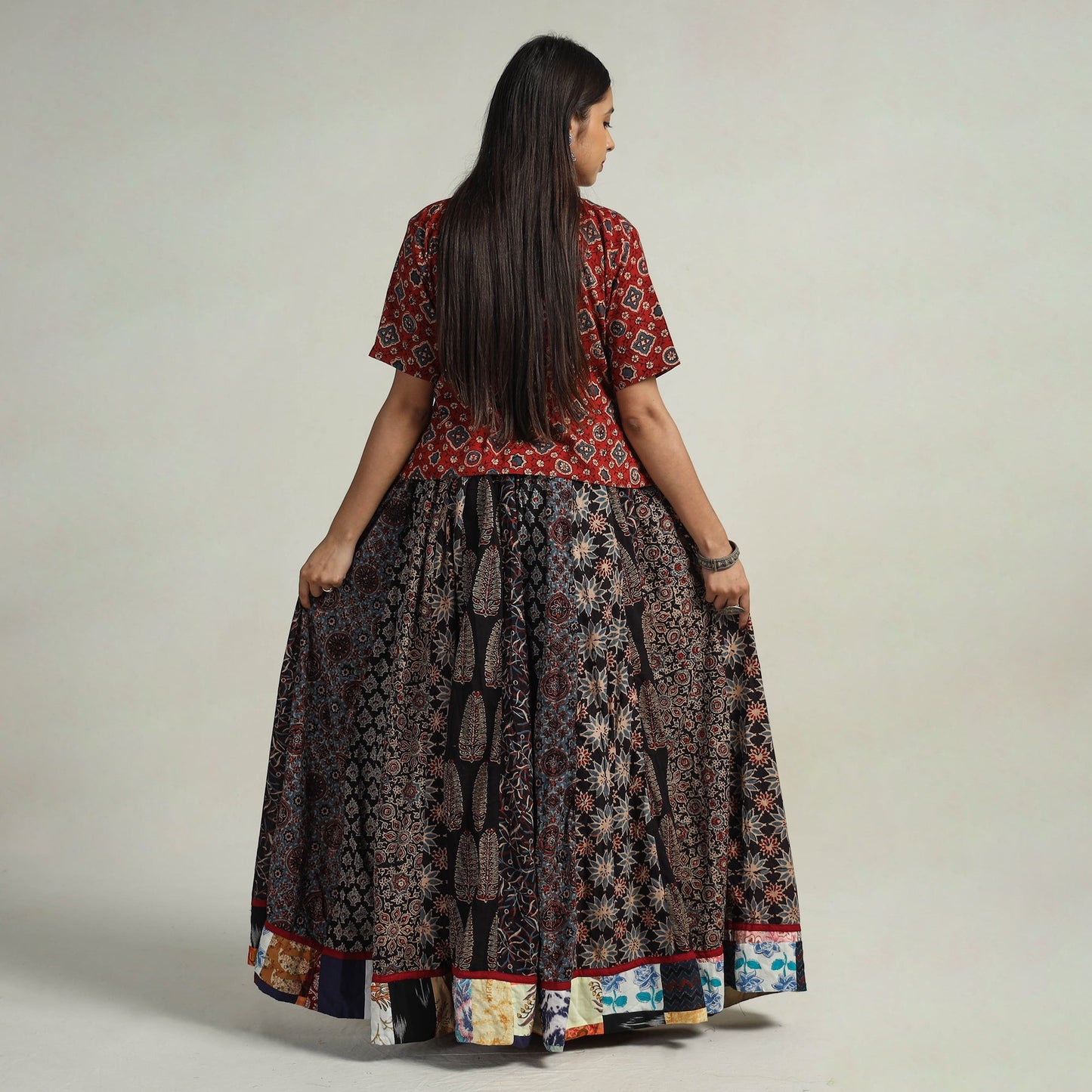 Multicolor - kutch printed 24 kali cotton long skirt 17