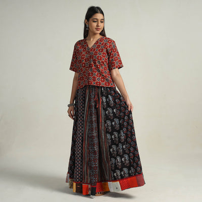 Multicolor - kutch printed 24 kali cotton long skirt 27