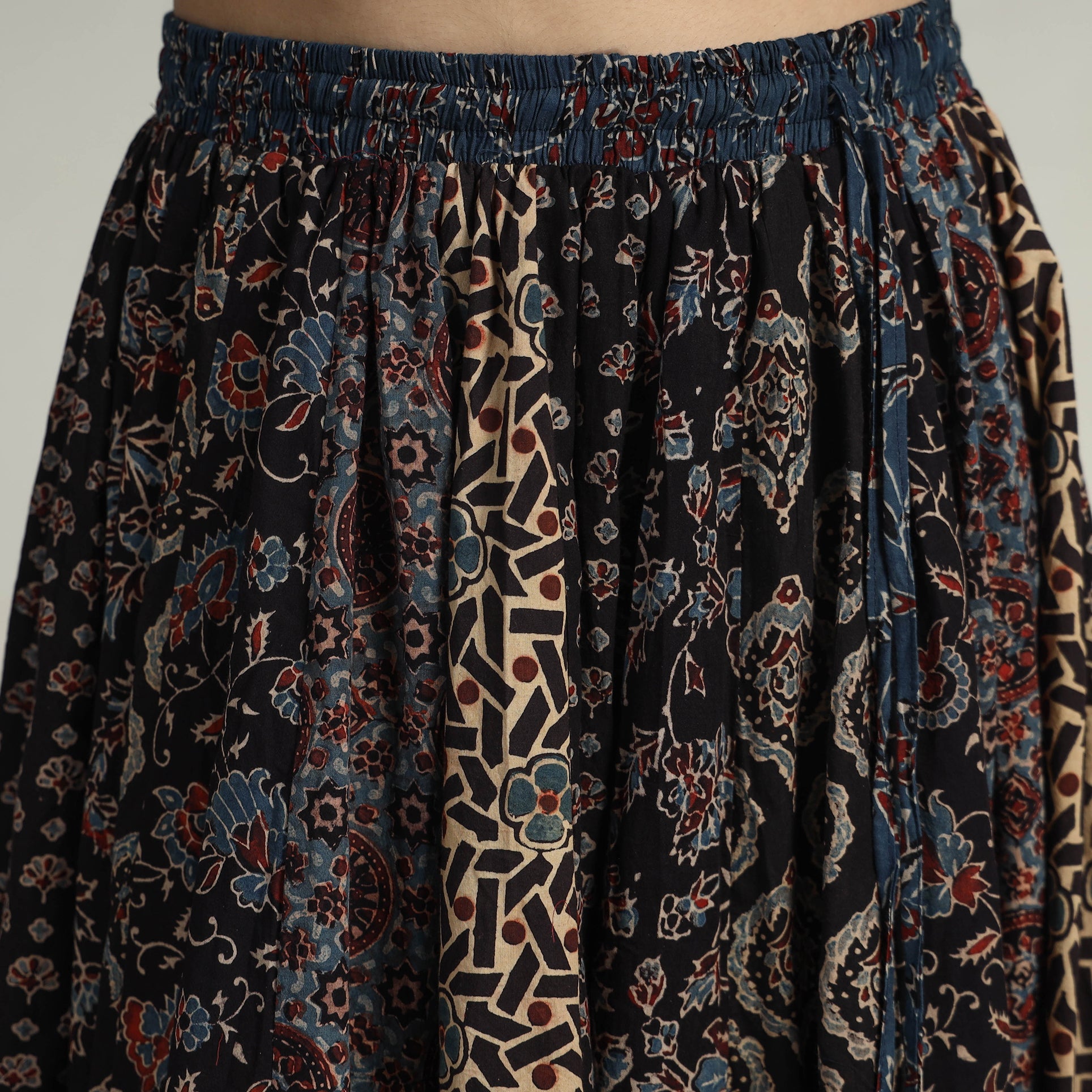 Multicolor - kutch printed 24 kali cotton long skirt 36