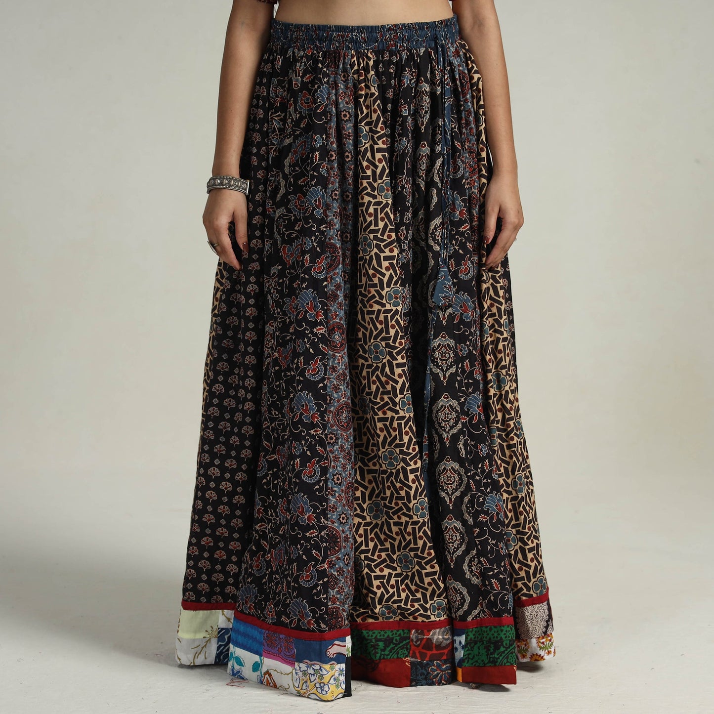 Multicolor - kutch printed 24 kali cotton long skirt 36
