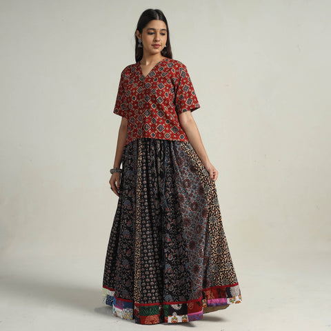 Multicolor - kutch printed 24 kali cotton long skirt 36