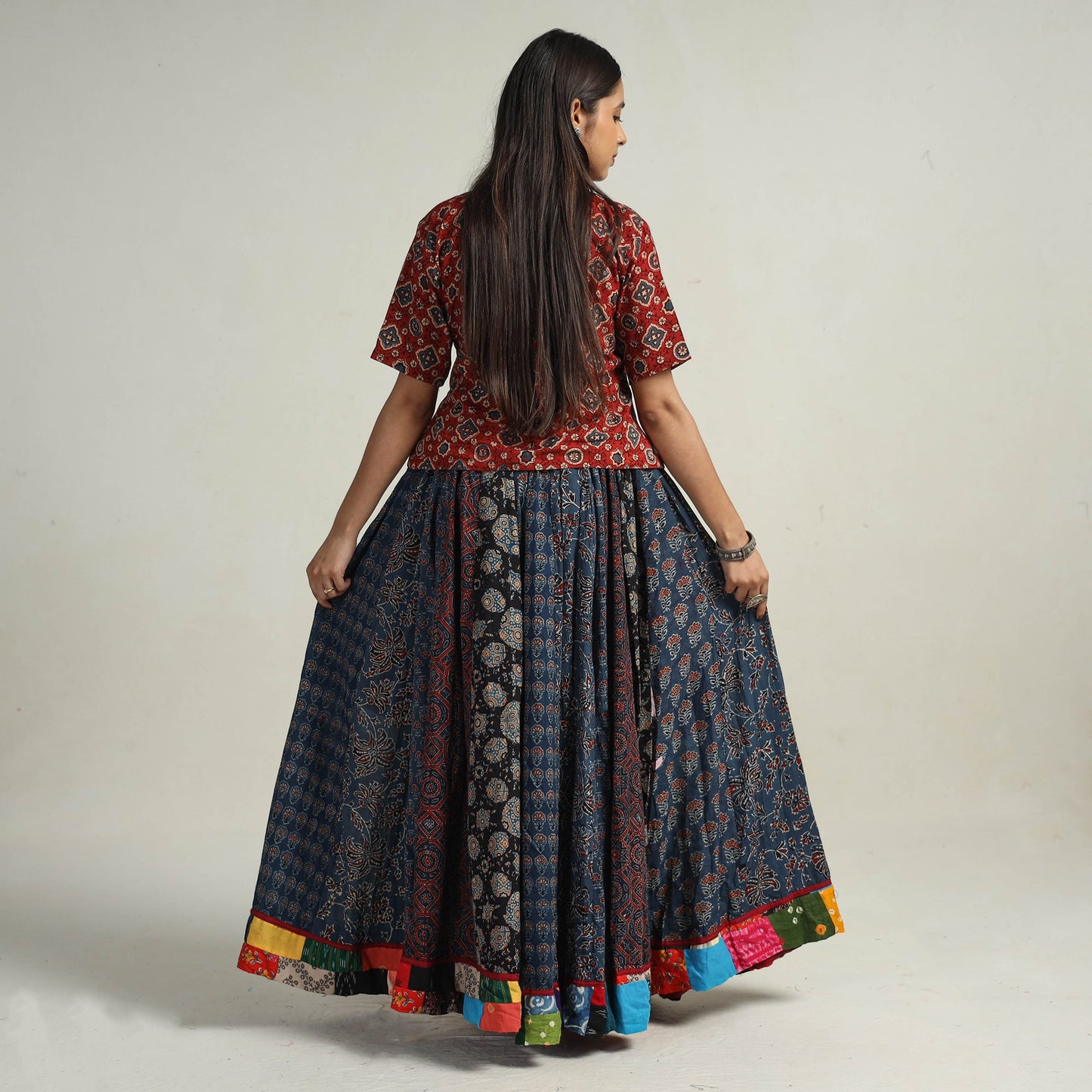 Multicolor - kutch printed 24 kali cotton long skirt 39
