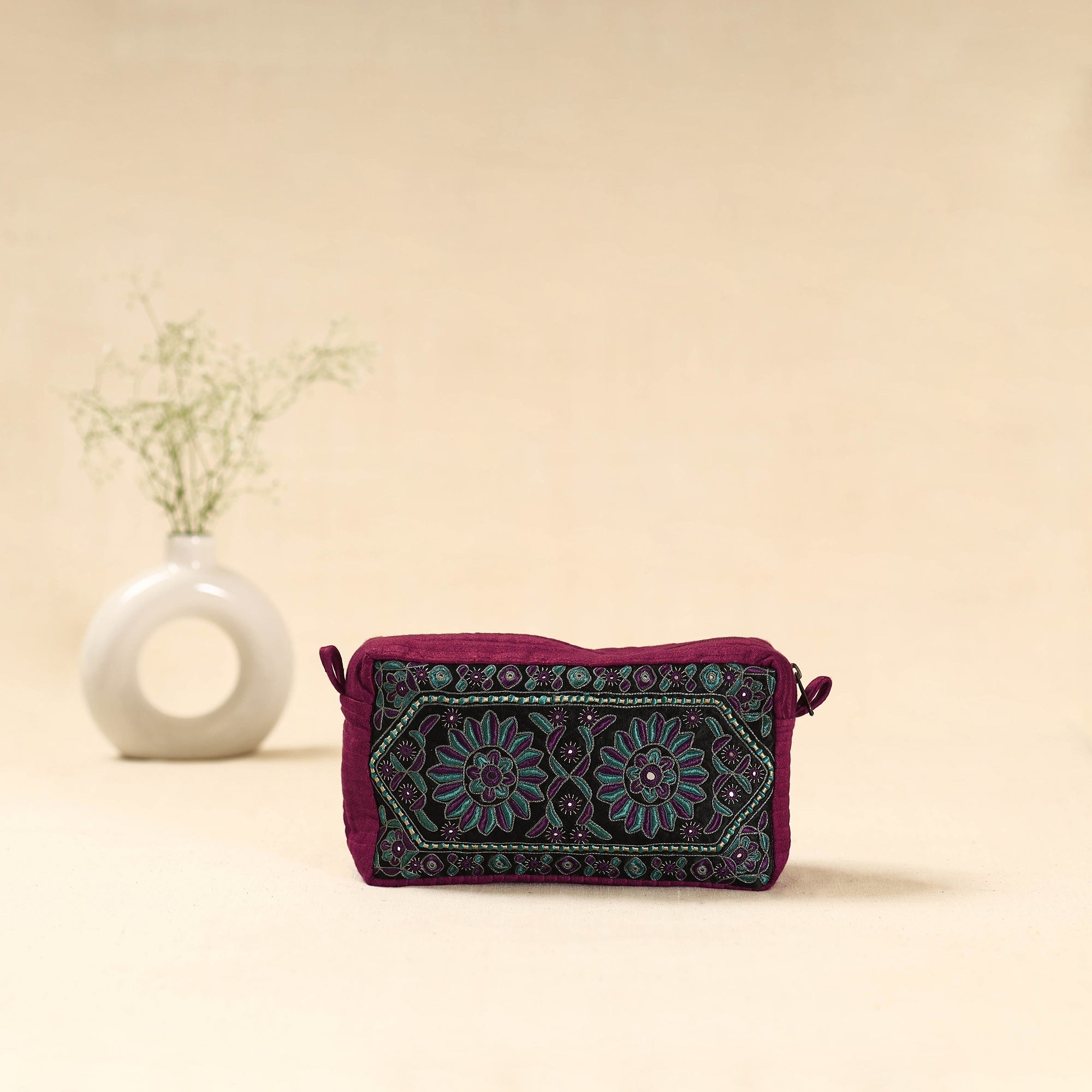 Kutch sindhi memon hand embroidered travel pouch 222