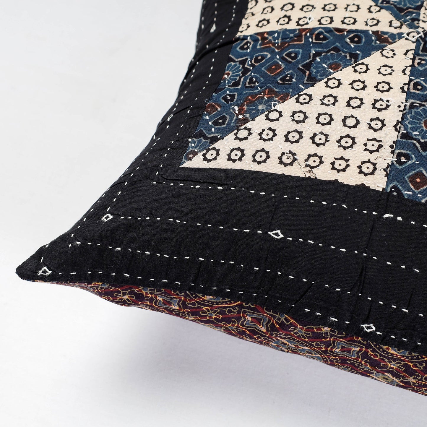 Buy Kutch Tagai Embroidery Ajrakh Cotton Cushion Cover Online at iTokri.com