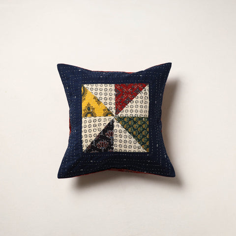Multicolor - kutch tagai work cotton patchwork cushion