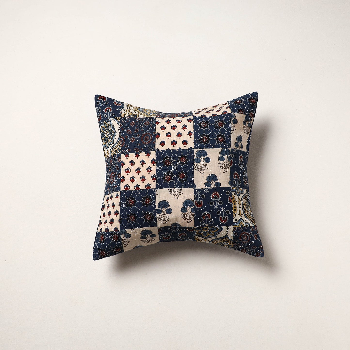 Multicolor - kutch tagai work cotton patchwork cushion