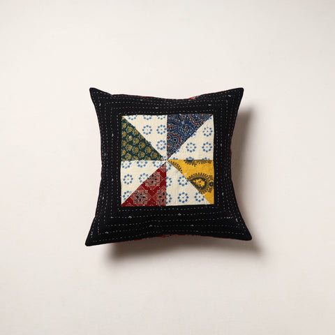 Multicolor - kutch tagai work cotton patchwork cushion