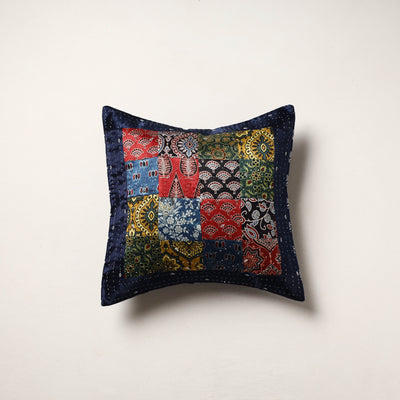 Multicolor - kutch tagai work mashru silk patchwork cushion