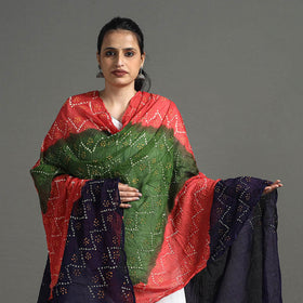 Multicolor - Kutch Tie-Dye Cotton Bandhani Dupatta 13