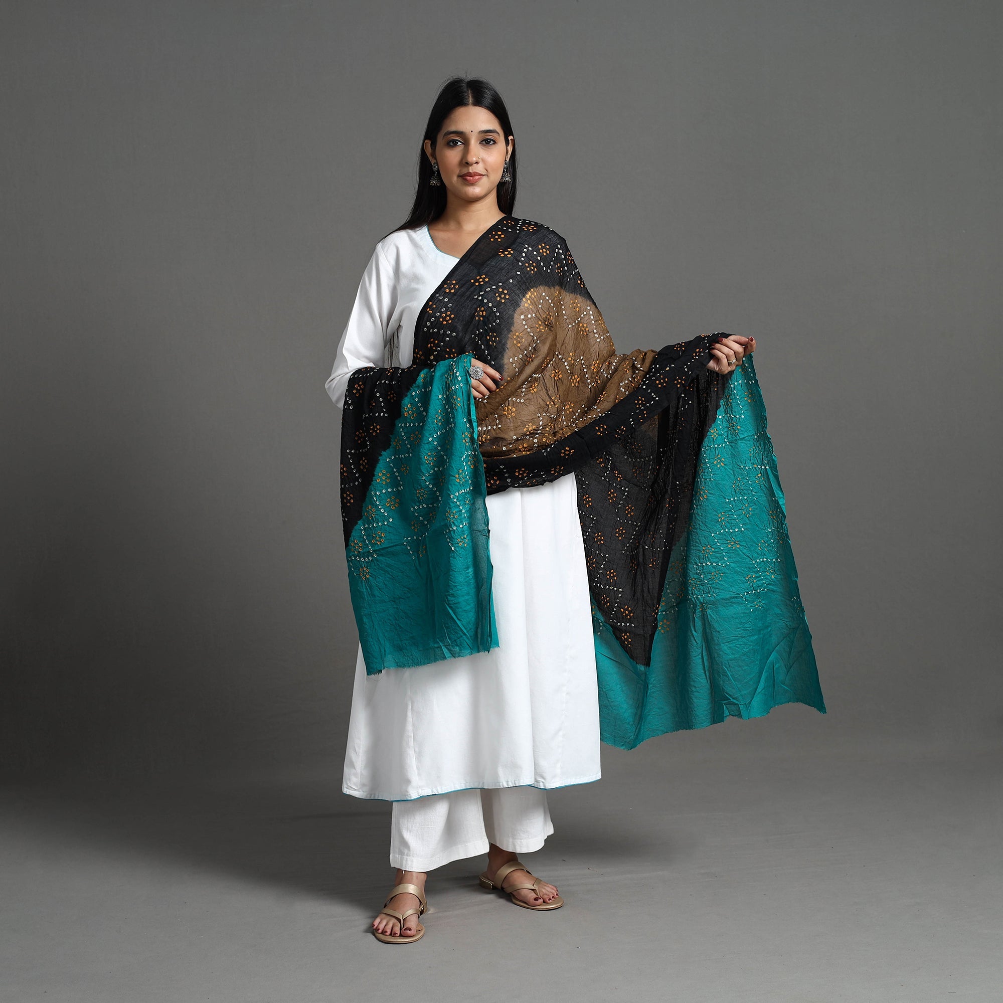  Authentic Multicolor Bandhani Cotton Dupatta 