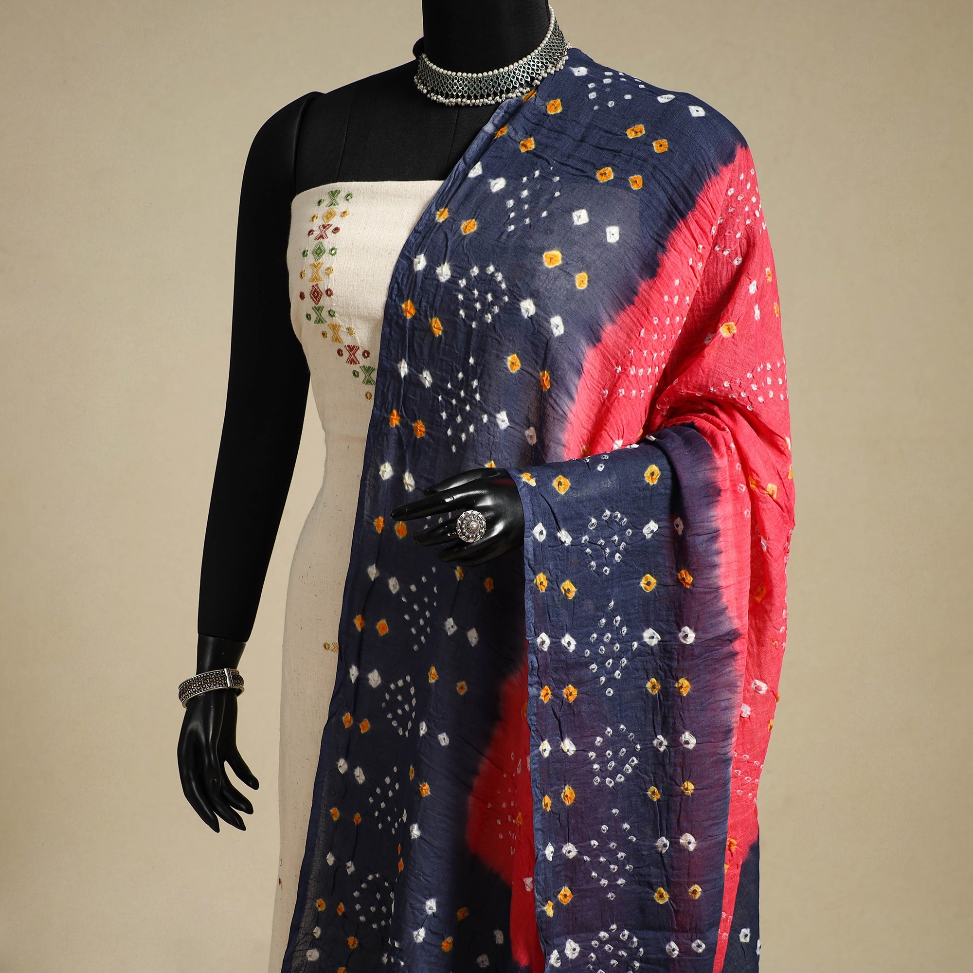 Multicolor - kutch tie-dye cotton bandhani dupatta 54