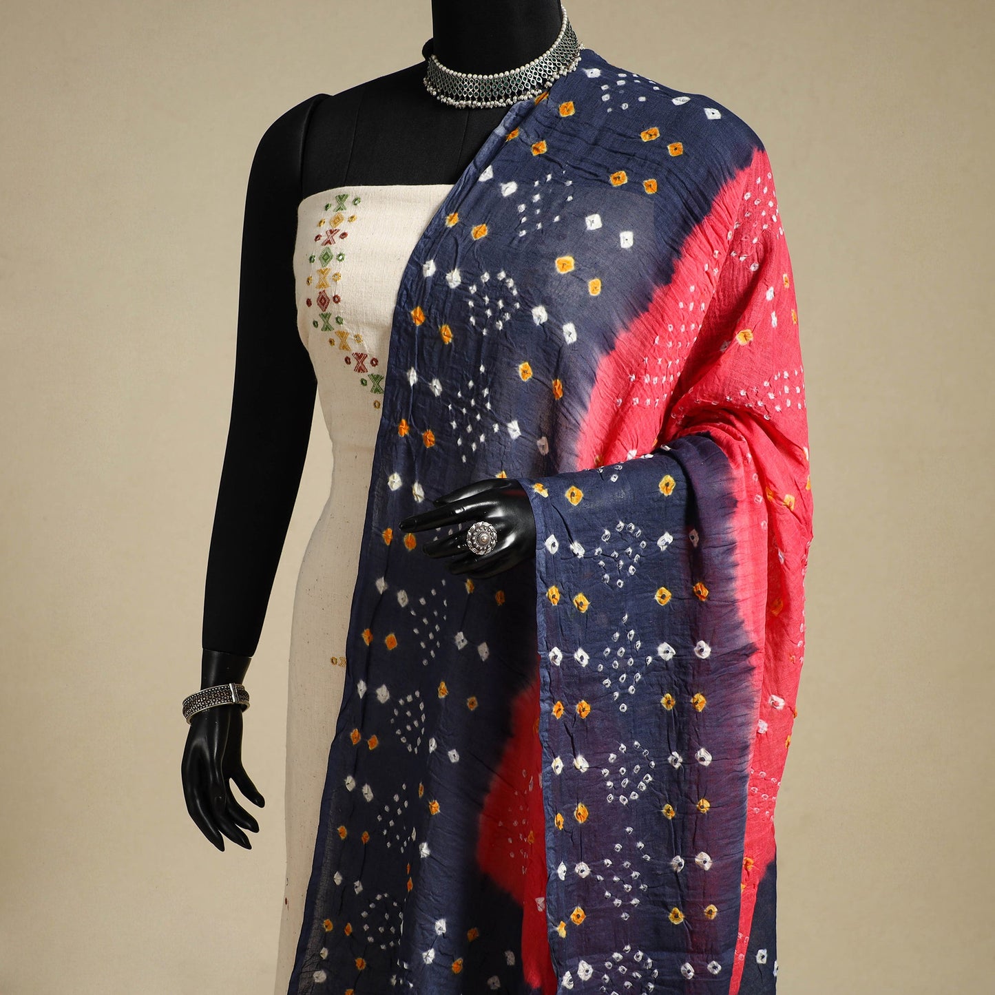 Multicolor - kutch tie-dye cotton bandhani dupatta 54