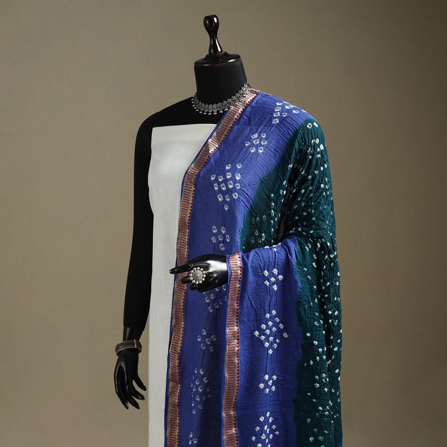 Kutch tie-dye cotton bandhani dupatta with border 56