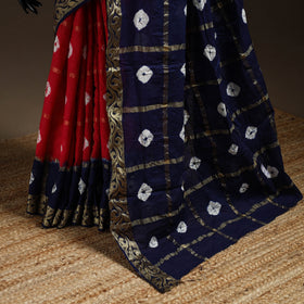 Red - kutch tie-dye cotton bandhani saree 28 - handcrafted