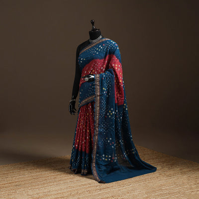 Multicolor - kutch tie-dye cotton bandhani saree