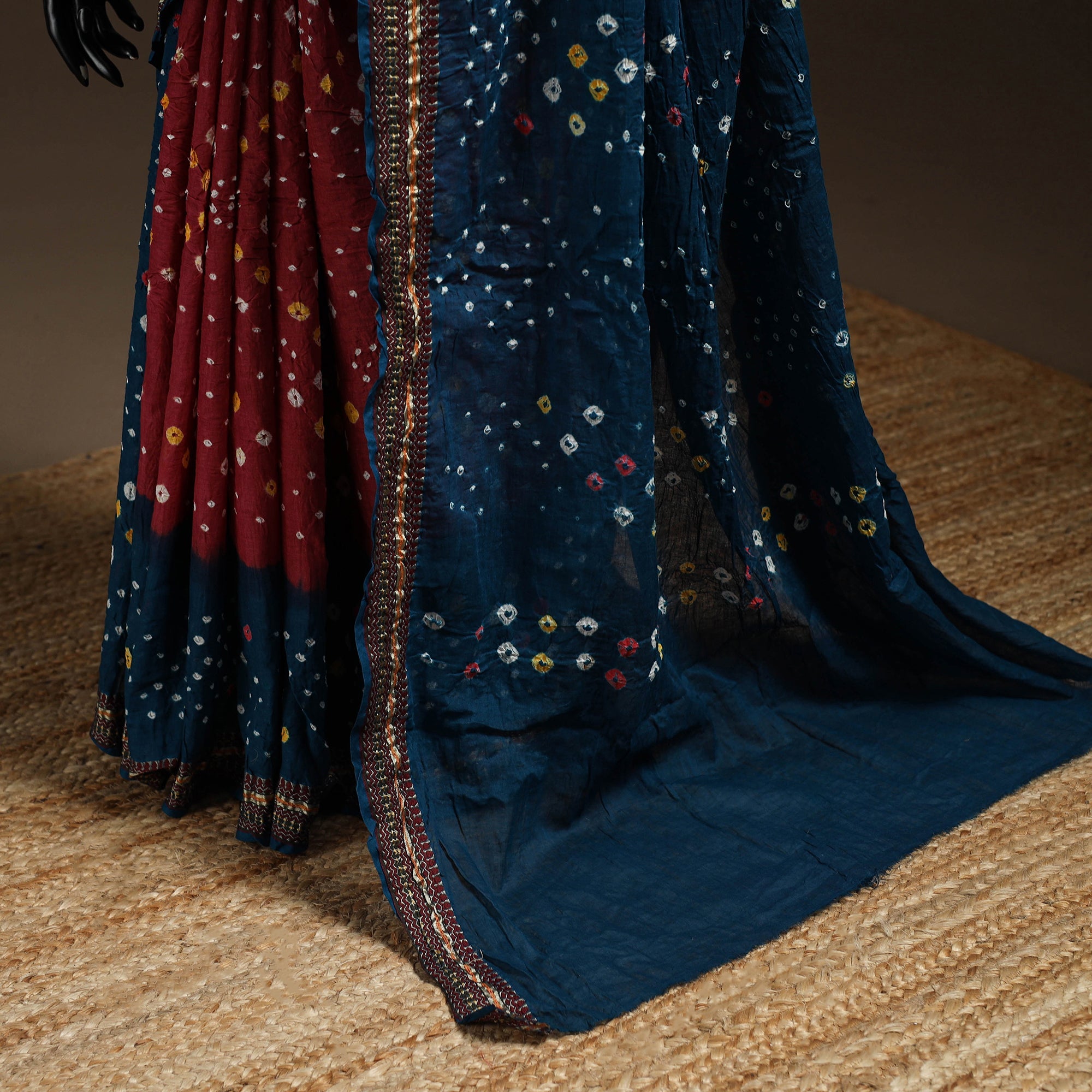 Multicolor - kutch tie-dye cotton bandhani saree
