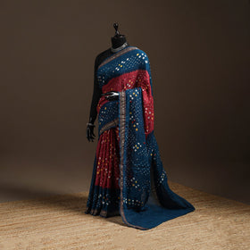 Multicolor - kutch tie-dye cotton bandhani saree