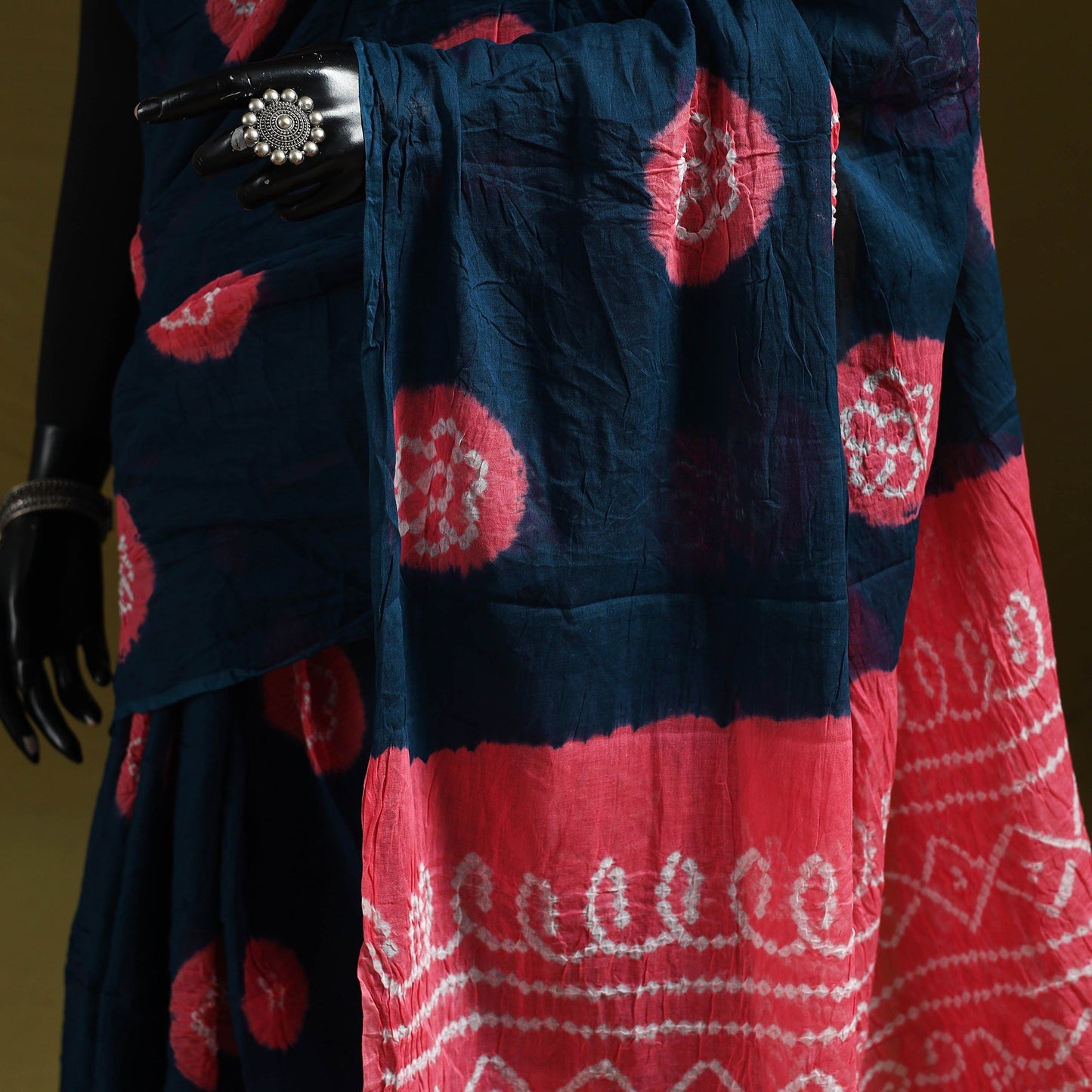 Kutch tie-dye pure cotton bandhani saree 03 - handcrafted
