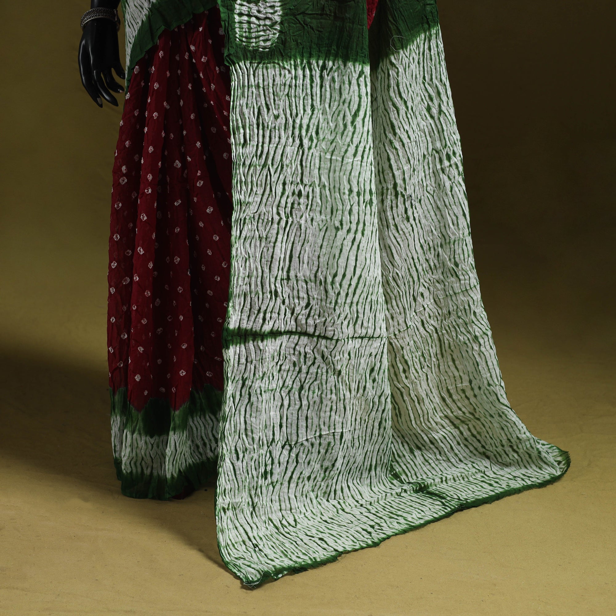 Kutch tie-dye pure cotton bandhani saree 35 - handcrafted