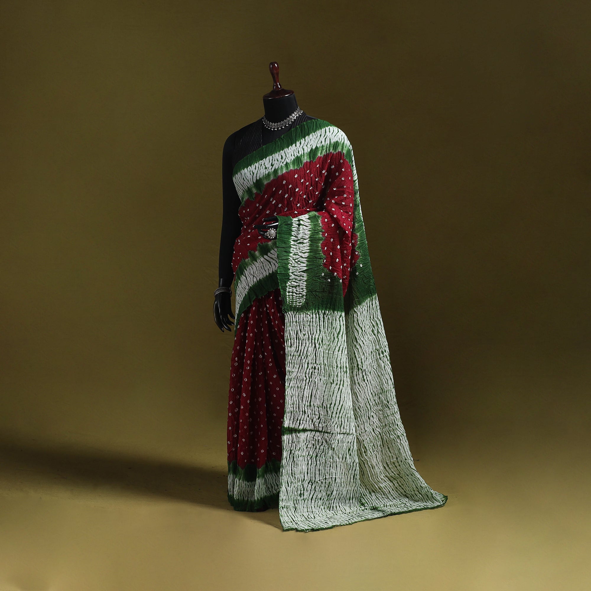 Kutch tie-dye pure cotton bandhani saree 35 - handcrafted