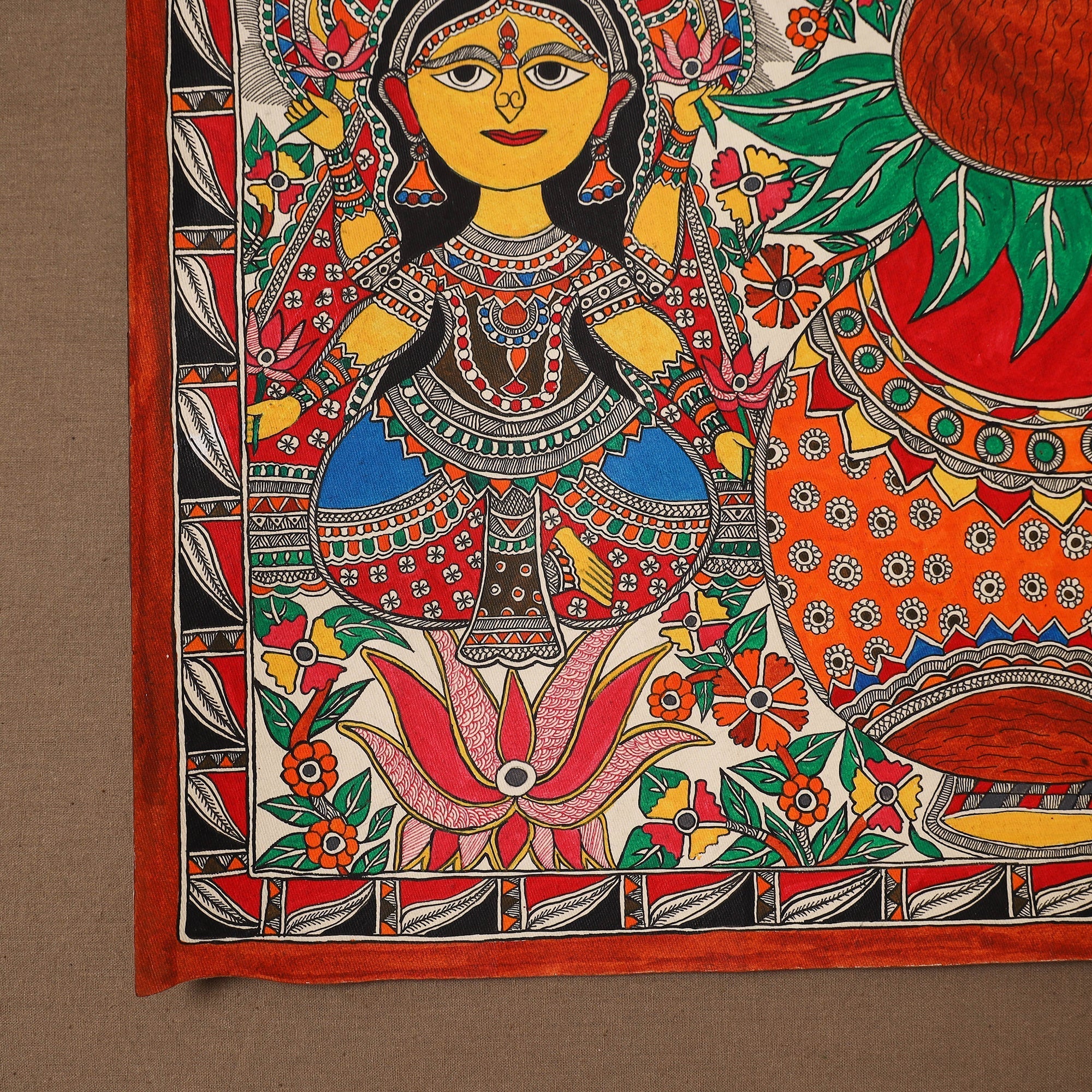 Handpainted madhubani painting by hira devi (15 x 22 in) 26
