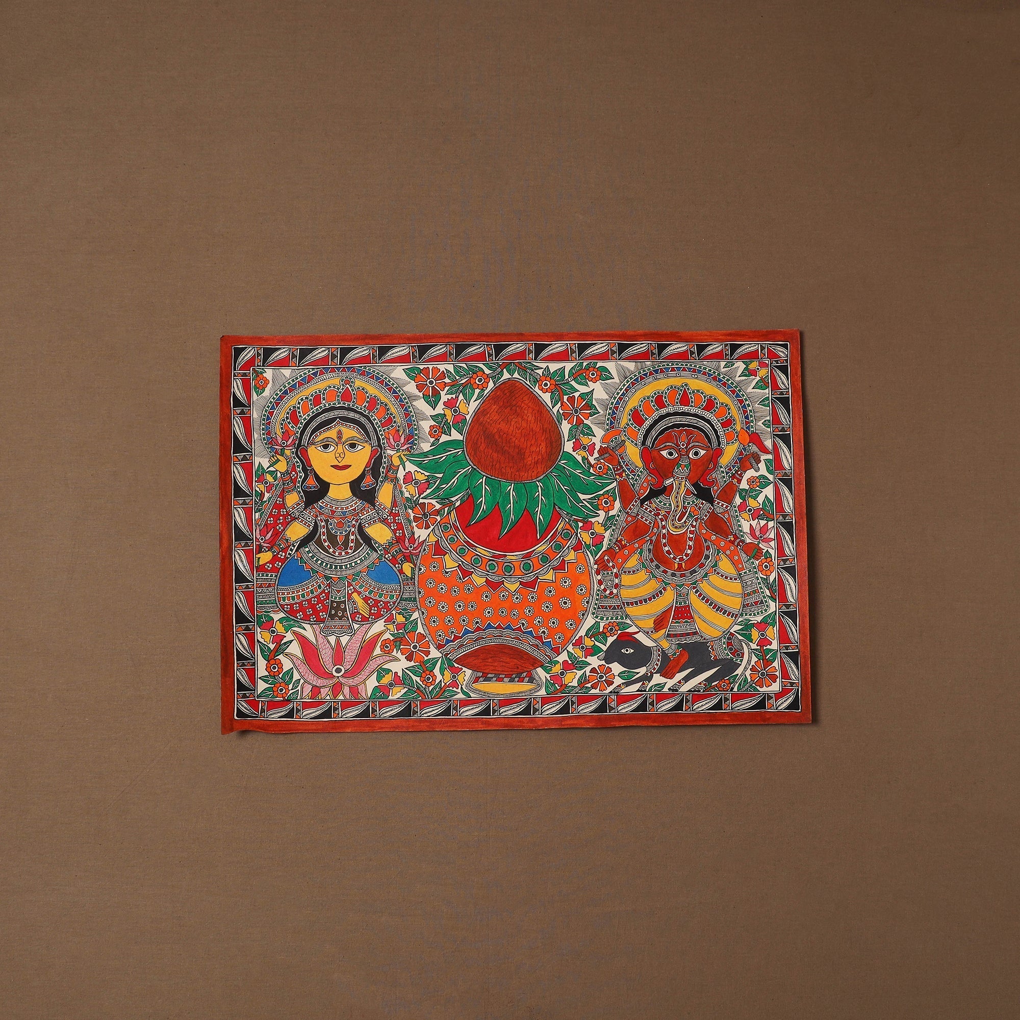 Handpainted madhubani painting by hira devi (15 x 22 in) 26