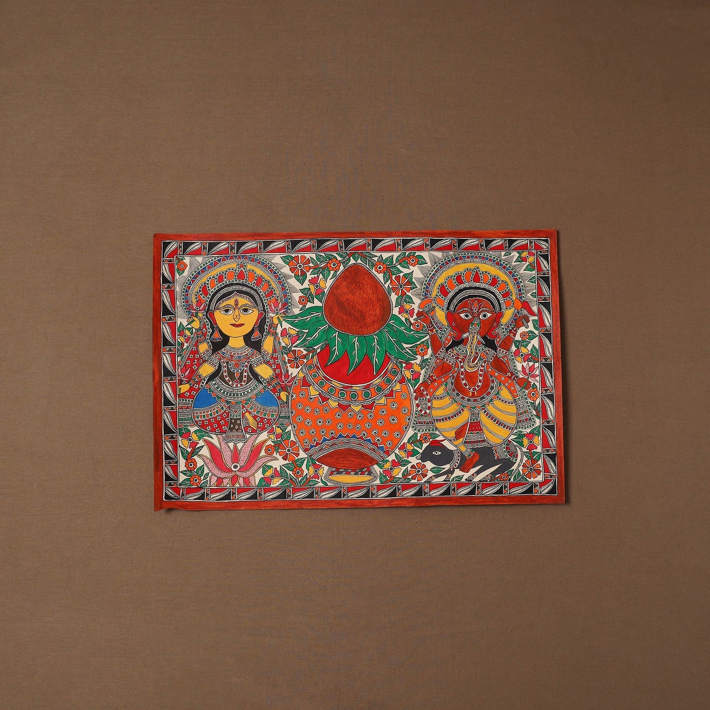 Handpainted madhubani painting by hira devi (15 x 22 in) 26